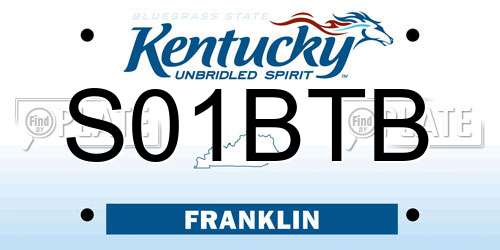 S01BTB Kentucky License Plate