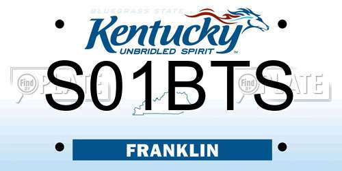 S01BTS Kentucky License Plate