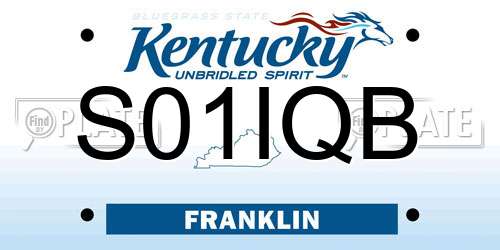 S01IQB Kentucky License Plate