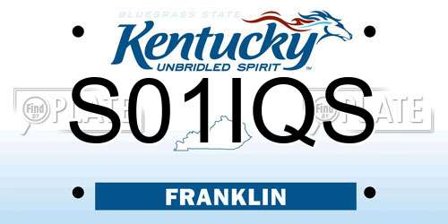 S01IQS Kentucky License Plate