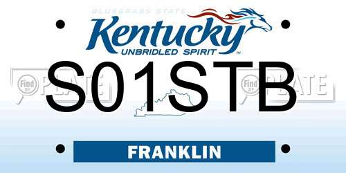 S01STB Kentucky License Plate