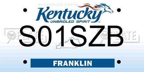 S01SZB Kentucky License Plate