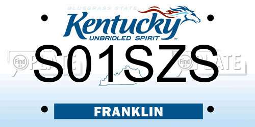 S01SZS Kentucky License Plate