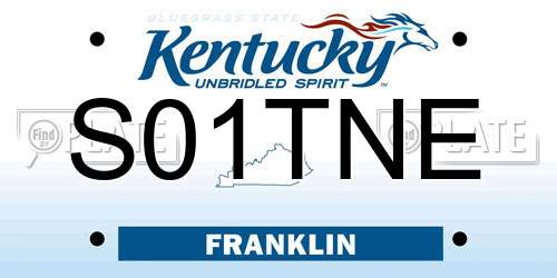 S01TNE Kentucky License Plate