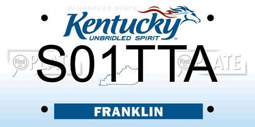 S01TTA Kentucky License Plate