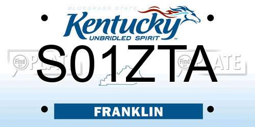 S01ZTA Kentucky License Plate