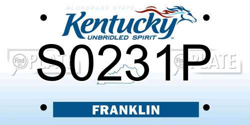 S0231P Kentucky License Plate