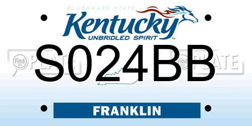 S024BB Kentucky License Plate