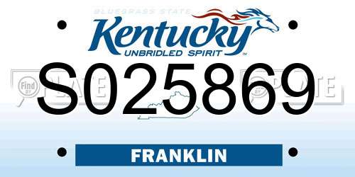 S025869 Kentucky License Plate