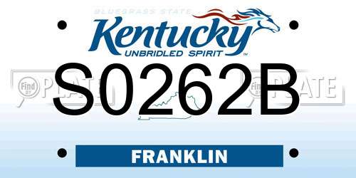 S0262B Kentucky License Plate