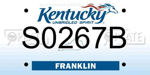 S0267B Kentucky License Plate