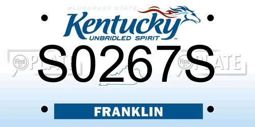 S0267S Kentucky License Plate