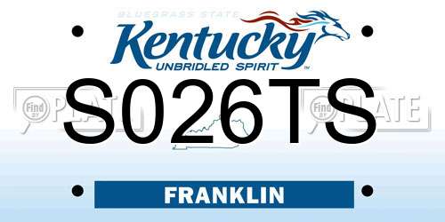 S026TS Kentucky License Plate