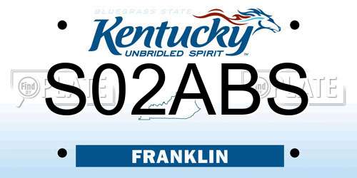 S02ABS Kentucky License Plate