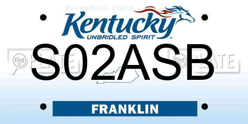 S02ASB Kentucky License Plate