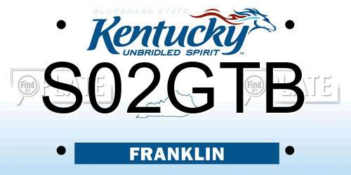 S02GTB Kentucky License Plate