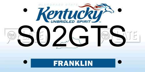 S02GTS Kentucky License Plate