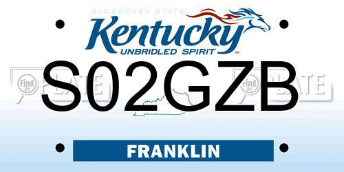 S02GZB Kentucky License Plate