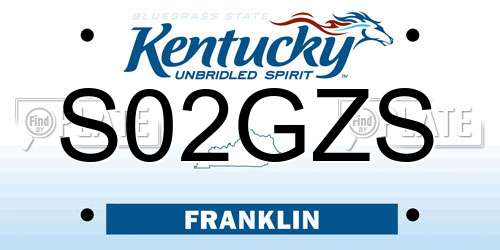 S02GZS Kentucky License Plate
