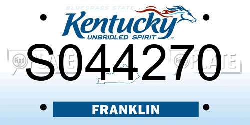 S044270 Kentucky License Plate