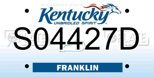S04427D Kentucky License Plate