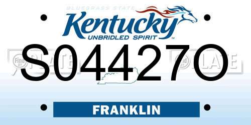 S04427O Kentucky License Plate