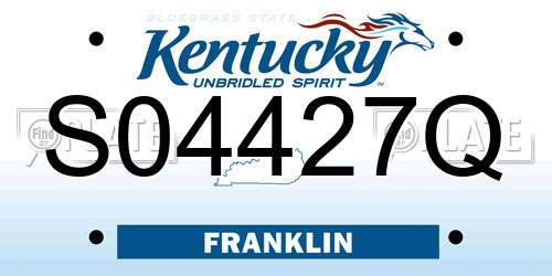 S04427Q Kentucky License Plate