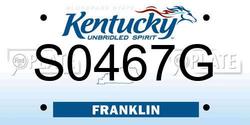 S0467G Kentucky License Plate