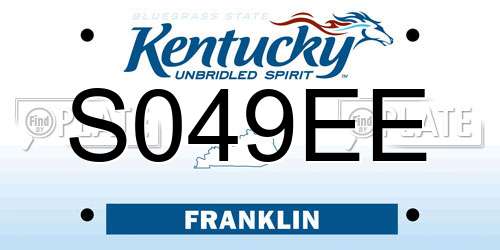 S049EE Kentucky License Plate