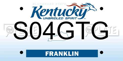S04GTG Kentucky License Plate