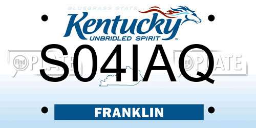 S04IAQ Kentucky License Plate