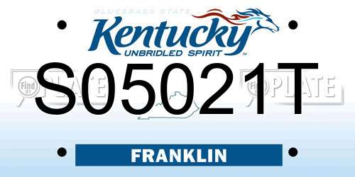 S05021T Kentucky License Plate