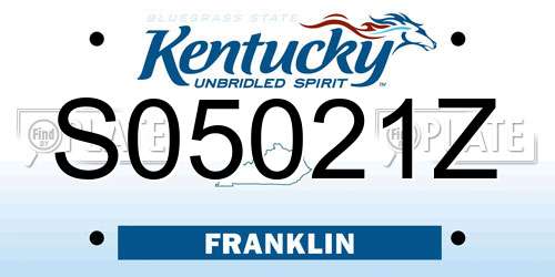 S05021Z Kentucky License Plate