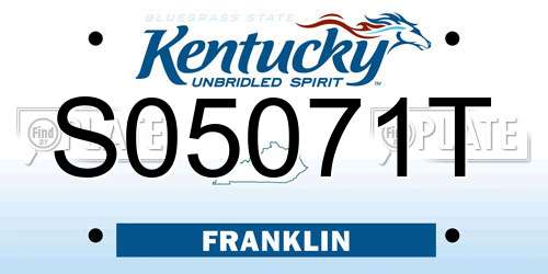 S05071T Kentucky License Plate