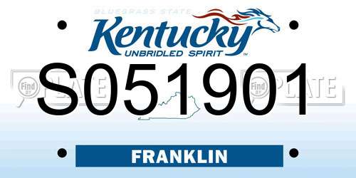 S051901 Kentucky License Plate