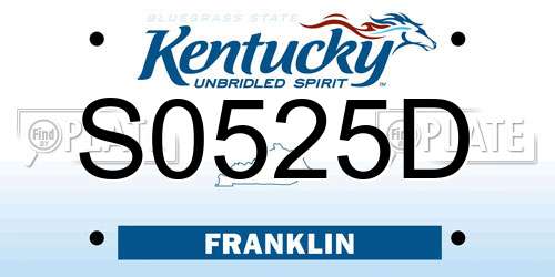 S0525D Kentucky License Plate