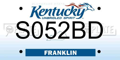 S052BD Kentucky License Plate