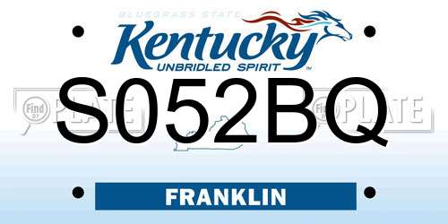 S052BQ Kentucky License Plate