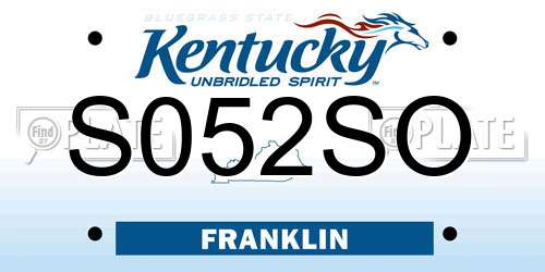 S052SO Kentucky License Plate
