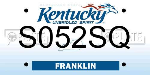 S052SQ Kentucky License Plate