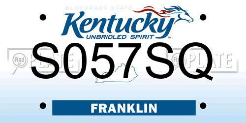 S057SQ Kentucky License Plate
