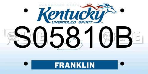 S05810B Kentucky License Plate