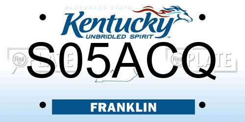 S05ACQ Kentucky License Plate