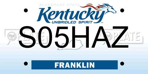 S05HAZ Kentucky License Plate