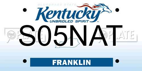 S05NAT Kentucky License Plate