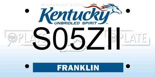 S05ZII Kentucky License Plate