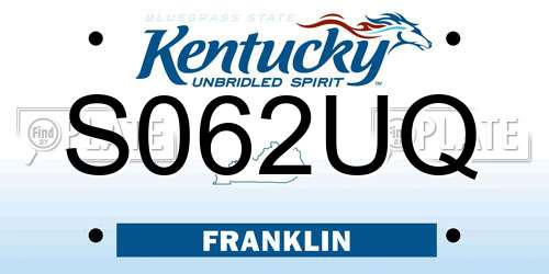 S062UQ Kentucky License Plate