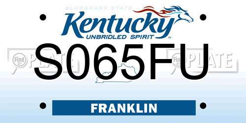 S065FU Kentucky License Plate