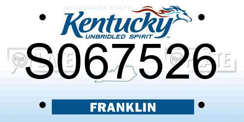 S067526 Kentucky License Plate