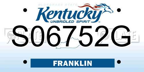 S06752G Kentucky License Plate